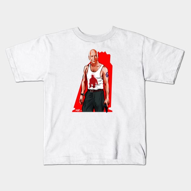 Bruce Willis - An illustration by Paul Cemmick Kids T-Shirt by PLAYDIGITAL2020